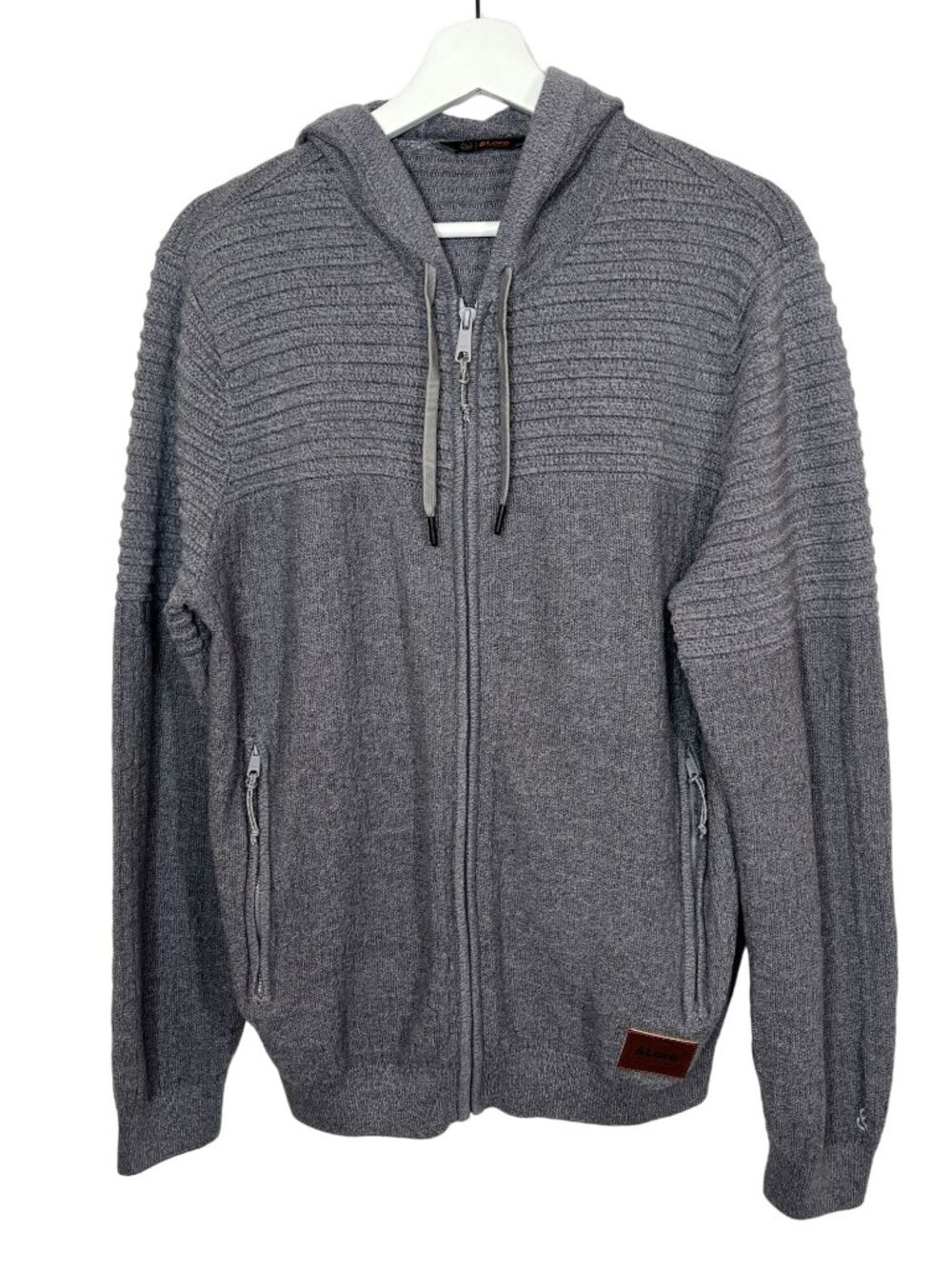Lore Tahoe Mens Sweater M Gray Full Zip Hooded Knit Outdoor Casual